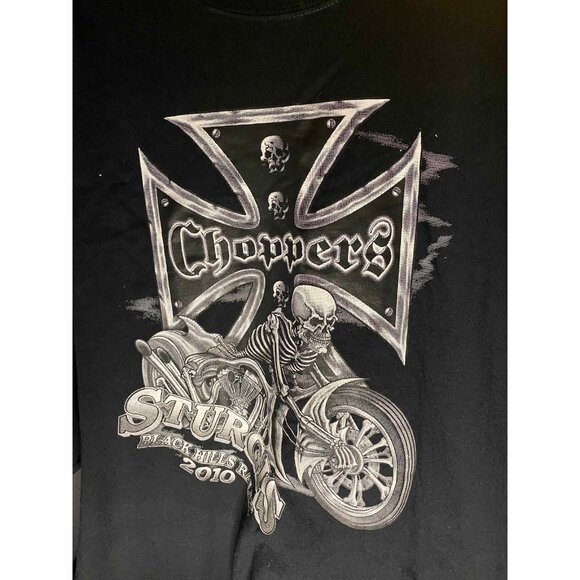 Choppers Skull Biker Motorcycle Cross Sturgis 2010 Mens 2XL T-Shirt - Picture 2 of 6
